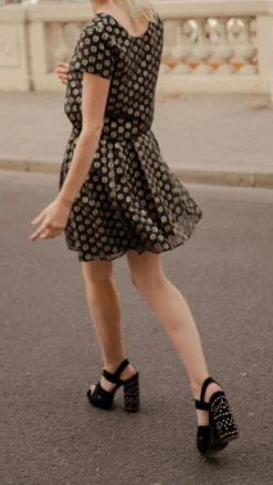 Clearance Maison Lemoine Jupe Pauline pois dorés - 36 Noir