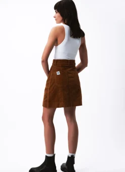 Shop Côtelé Paris Jupe trapeze camel - XXS/32 Marron
