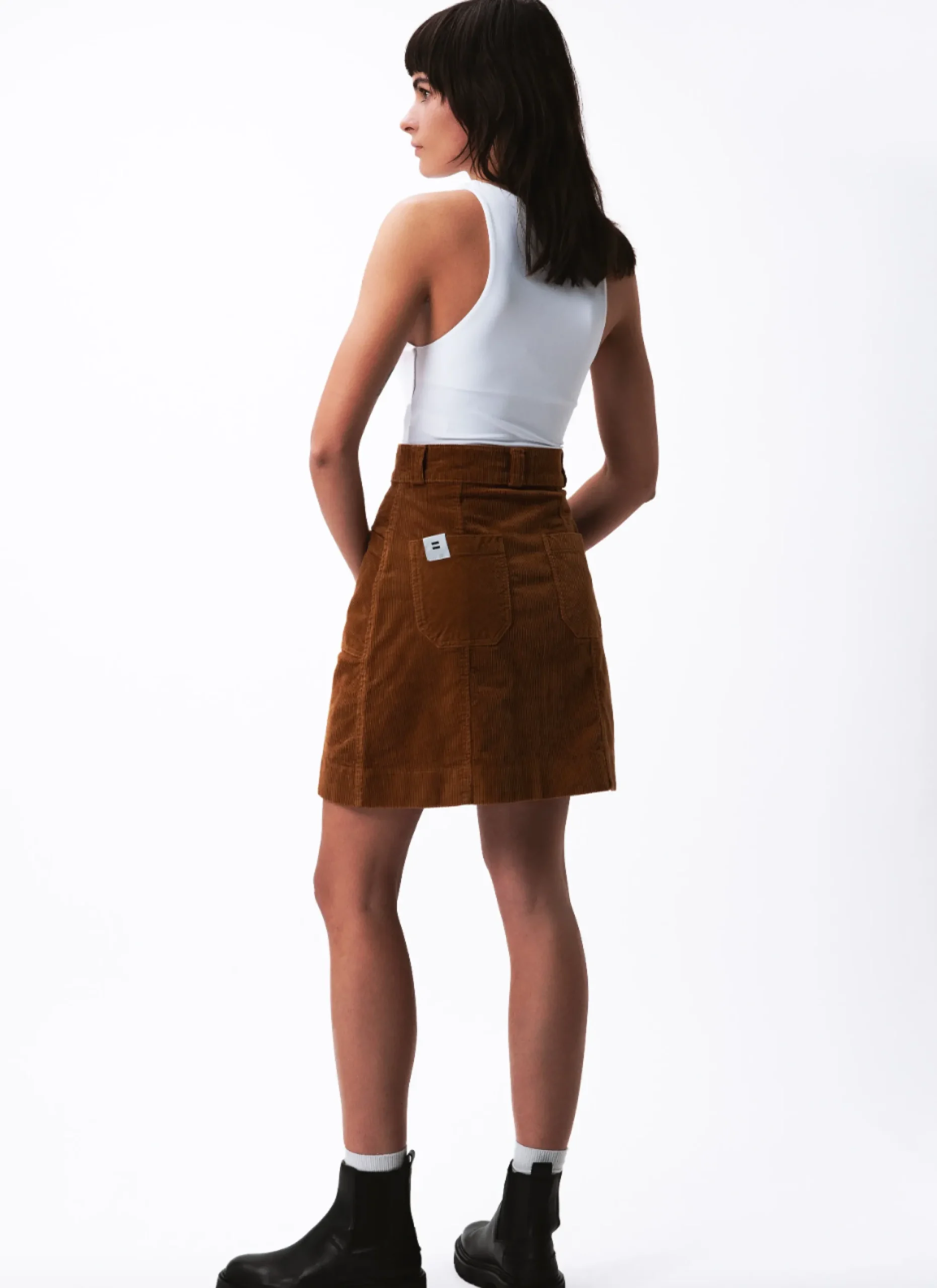 Shop Côtelé Paris Jupe trapeze camel - XXS/32 Marron