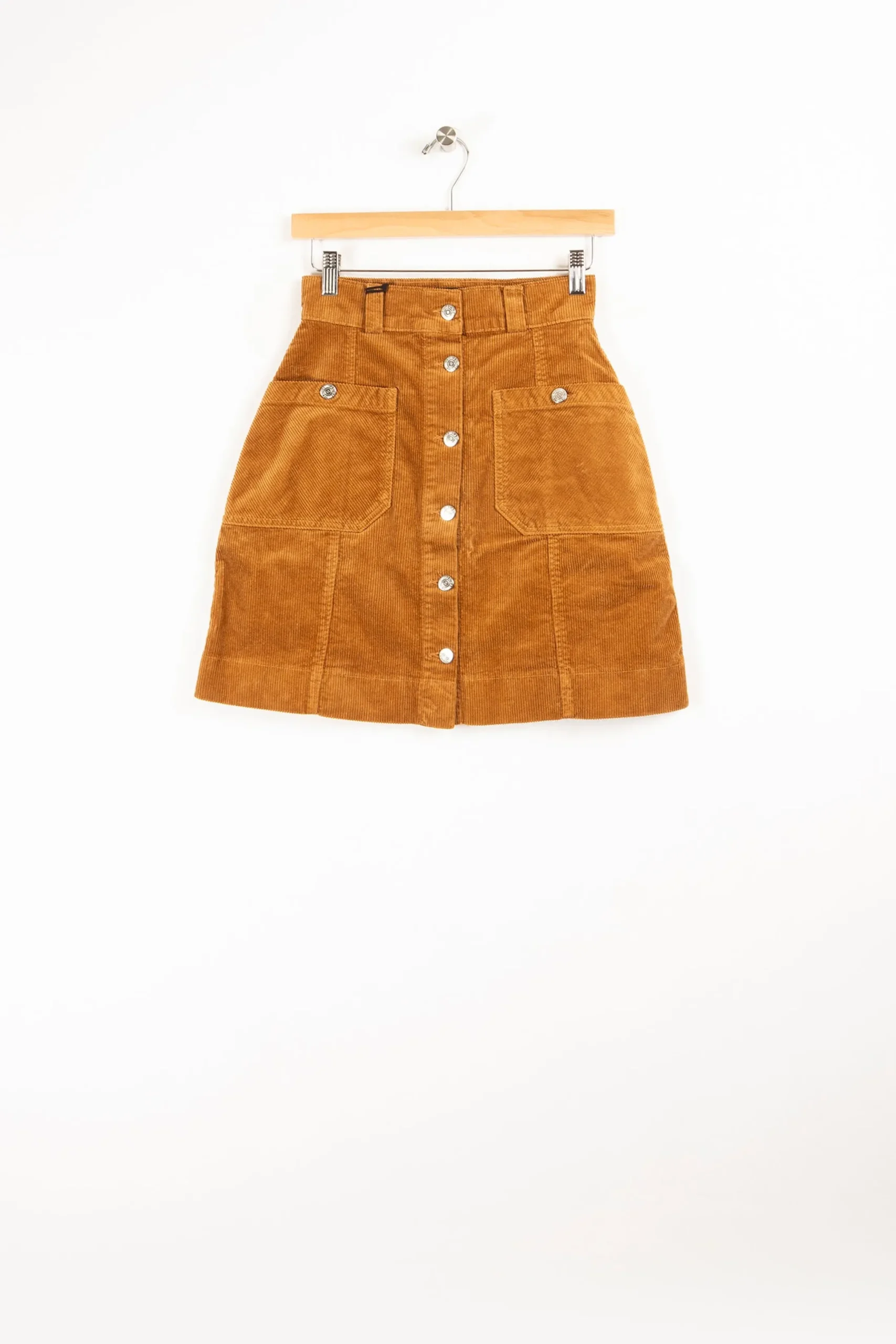 Shop Côtelé Paris Jupe trapeze camel - XXS/32 Marron