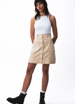Hot Côtelé Paris Jupe trapeze sable - XS/34 Beige