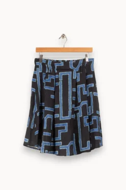Cheap La Fée Maraboutée Jupe évasée en lin imprimé - M/38 Bleu