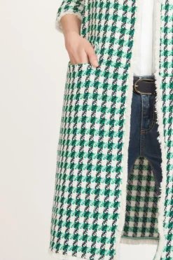 Shop La Fée Maraboutée Manteau pieds de coq - L/40 Vert