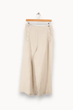 Clearance La Fée Maraboutée Pantalon à ponts en lin - XL/42 Beige