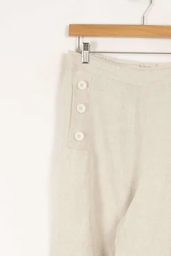 Clearance La Fée Maraboutée Pantalon à ponts en lin - XL/42 Beige