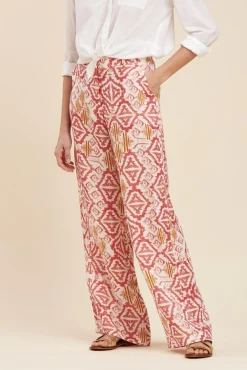 Cheap La Fée Maraboutée Pantalon ample en lin imprimé - S/36 Bleu