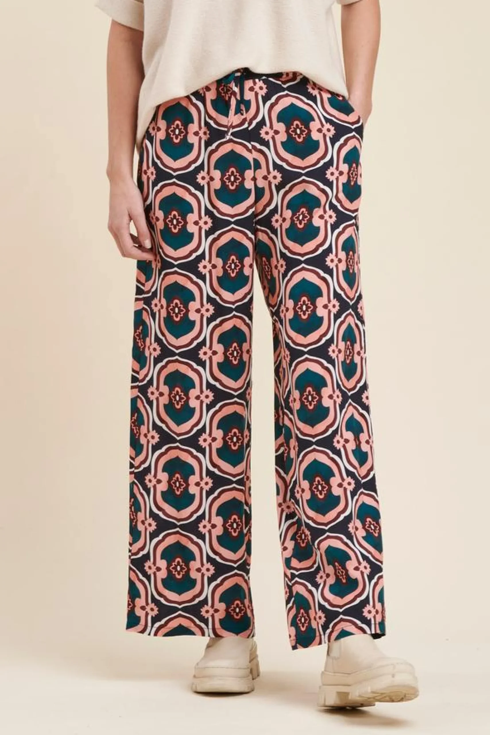Store La Fée Maraboutée Pantalon ample imprimé - S/36 Rose