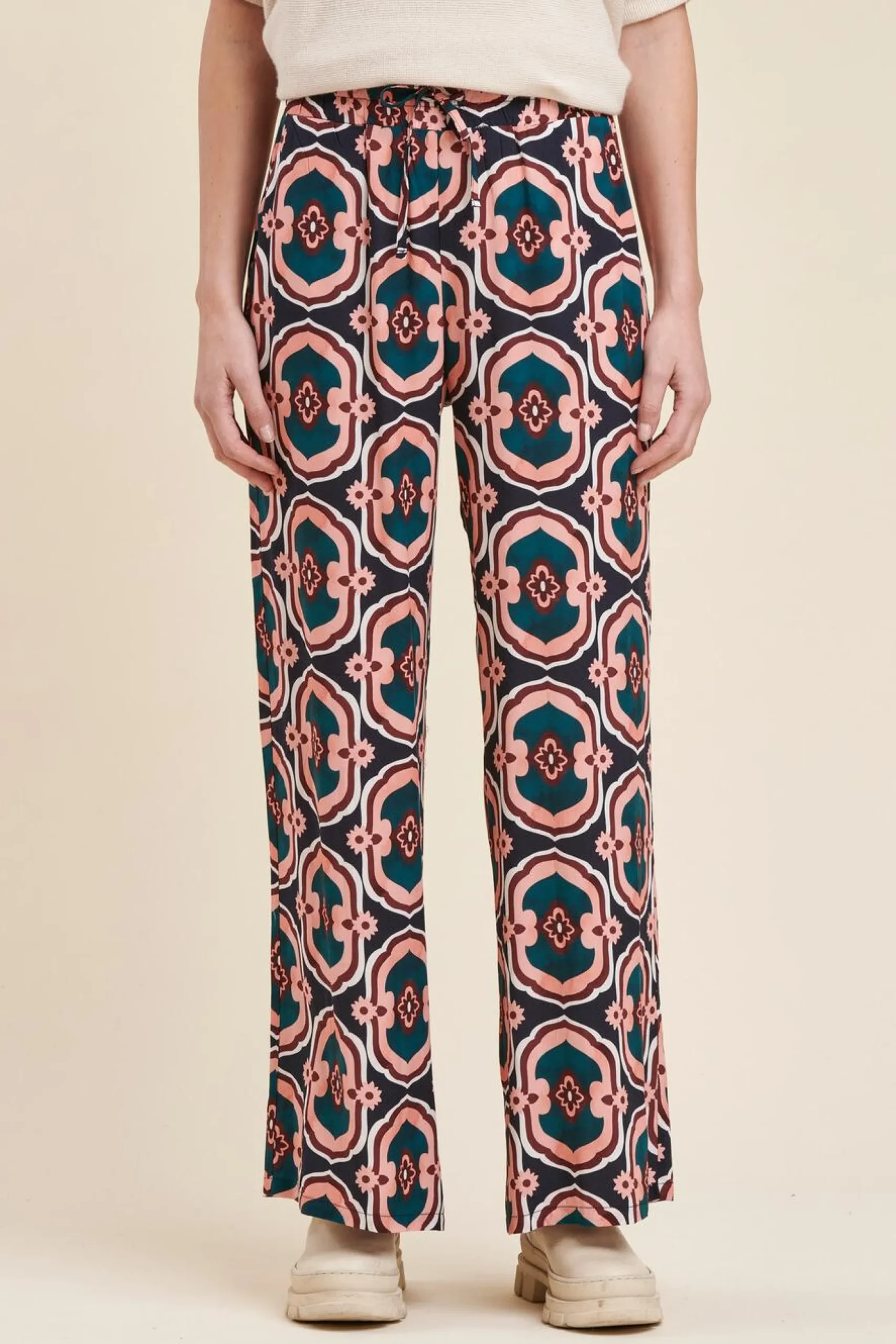 Store La Fée Maraboutée Pantalon ample imprimé - S/36 Rose
