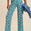 Discount La Fée Maraboutée Pantalon coupe droite imprimé - M/38 Bleu