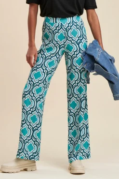 Discount La Fée Maraboutée Pantalon coupe droite imprimé - M/38 Bleu
