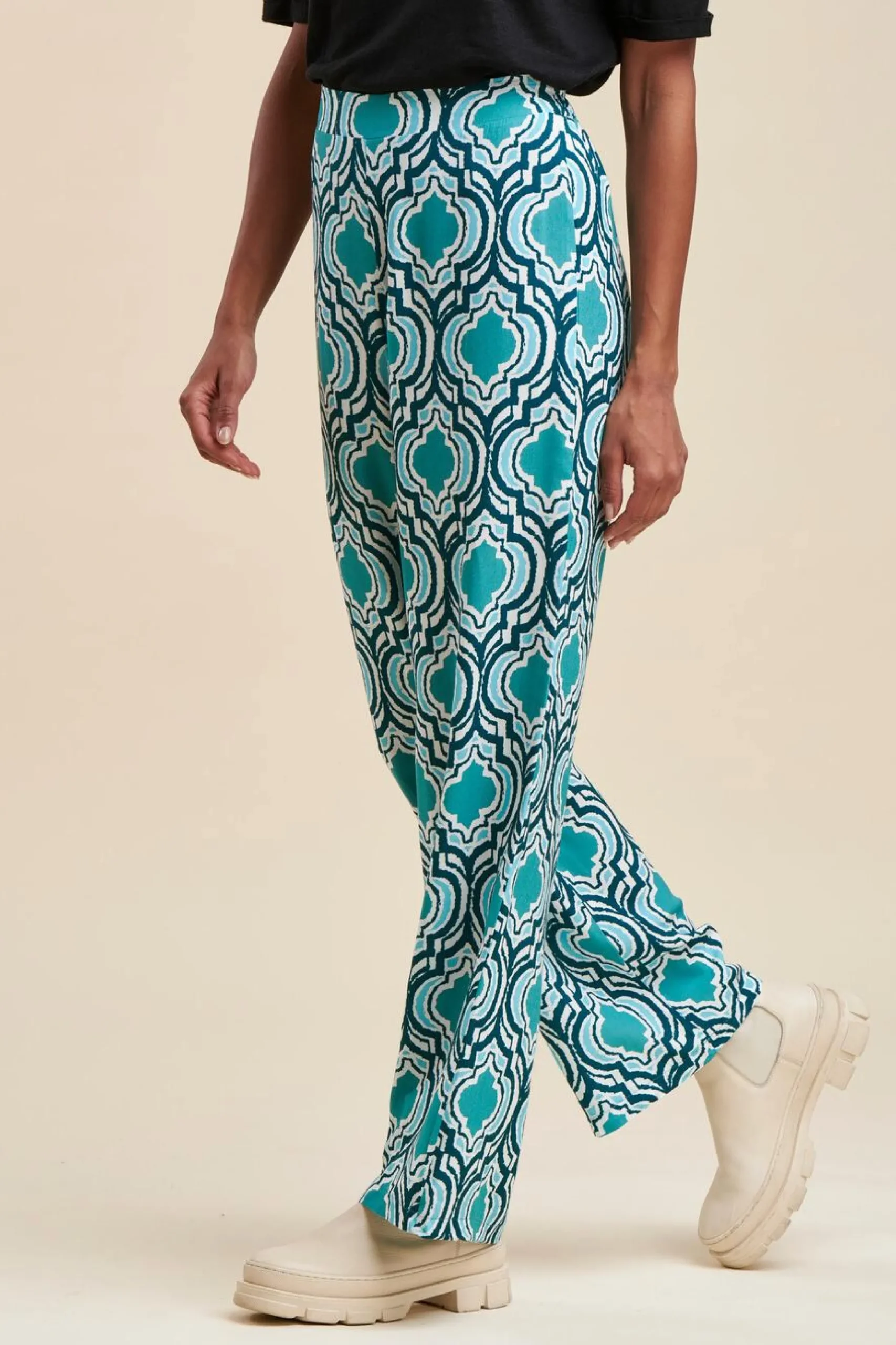 Discount La Fée Maraboutée Pantalon coupe droite imprimé - M/38 Bleu