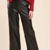 Shop La Fée Maraboutée Pantalon droit effet cuir - 36 Noir
