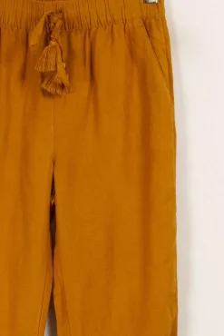 Best Sale La Fée Maraboutée Pantalon droit moutarde avec taille élastique - S/36 Orange