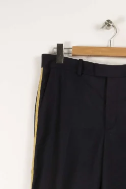 Shop Zadig&Voltaire Pantalon en laine avec bordure dorée - Taille M/38 Bleu