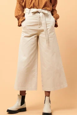 Best La Fée Maraboutée Pantalon en toile large 7/8ème ceinturé - 42 Beige