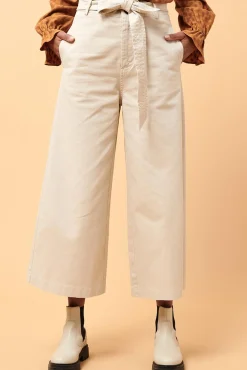 Best La Fée Maraboutée Pantalon en toile large 7/8ème ceinturé - 42 Beige