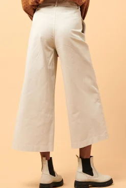 Best La Fée Maraboutée Pantalon en toile large 7/8ème ceinturé - 42 Beige