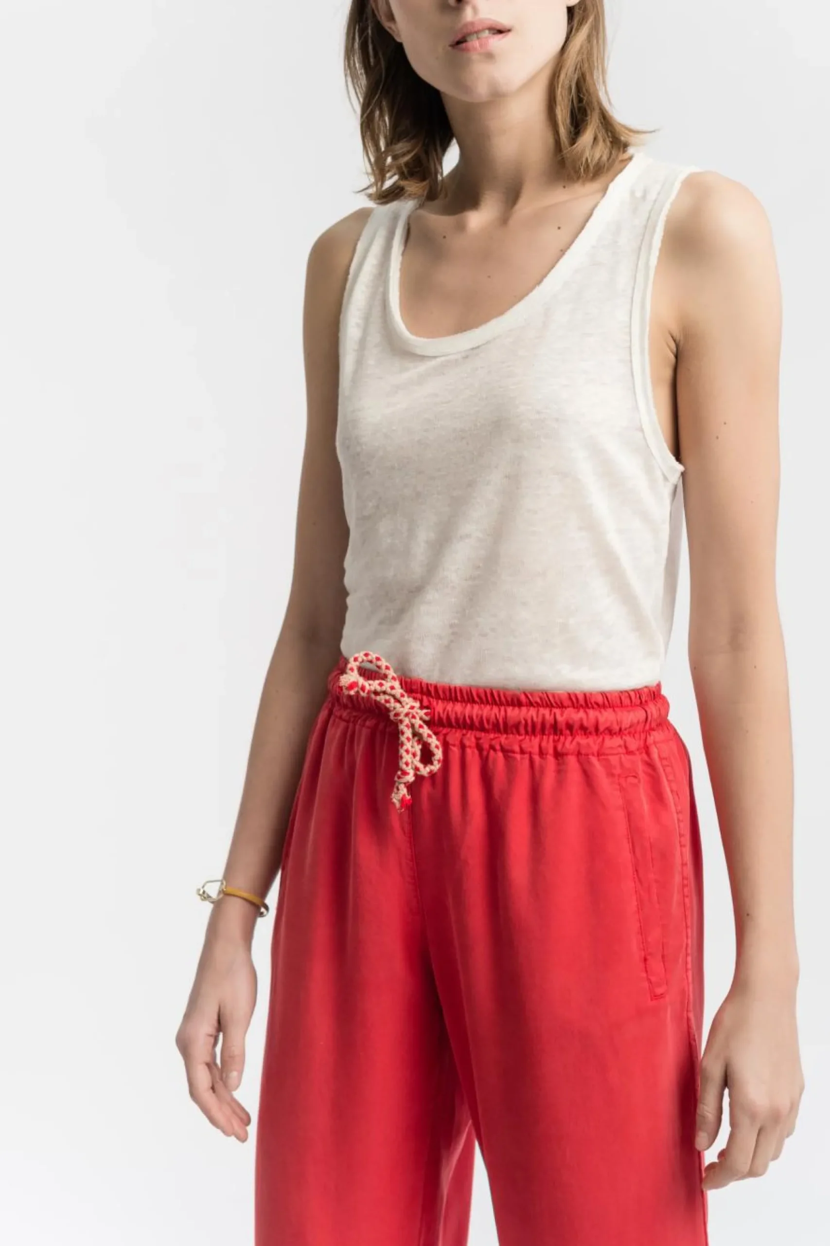 Shop La Fée Maraboutée Pantalon fluide coquelicot - S/36 Rouge
