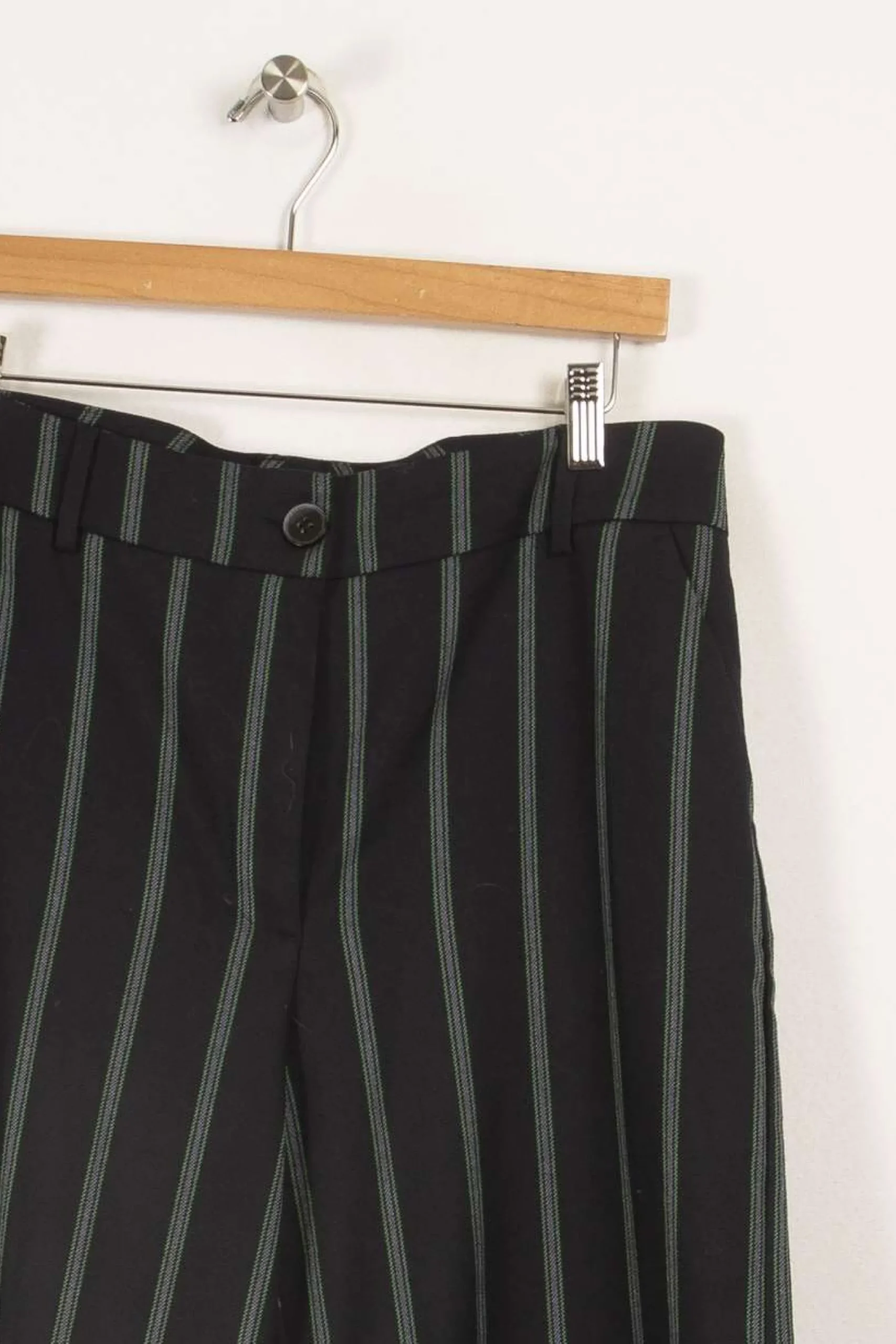 Store La Fée Maraboutée Pantalon large à rayures vertes - L/40 Bleu
