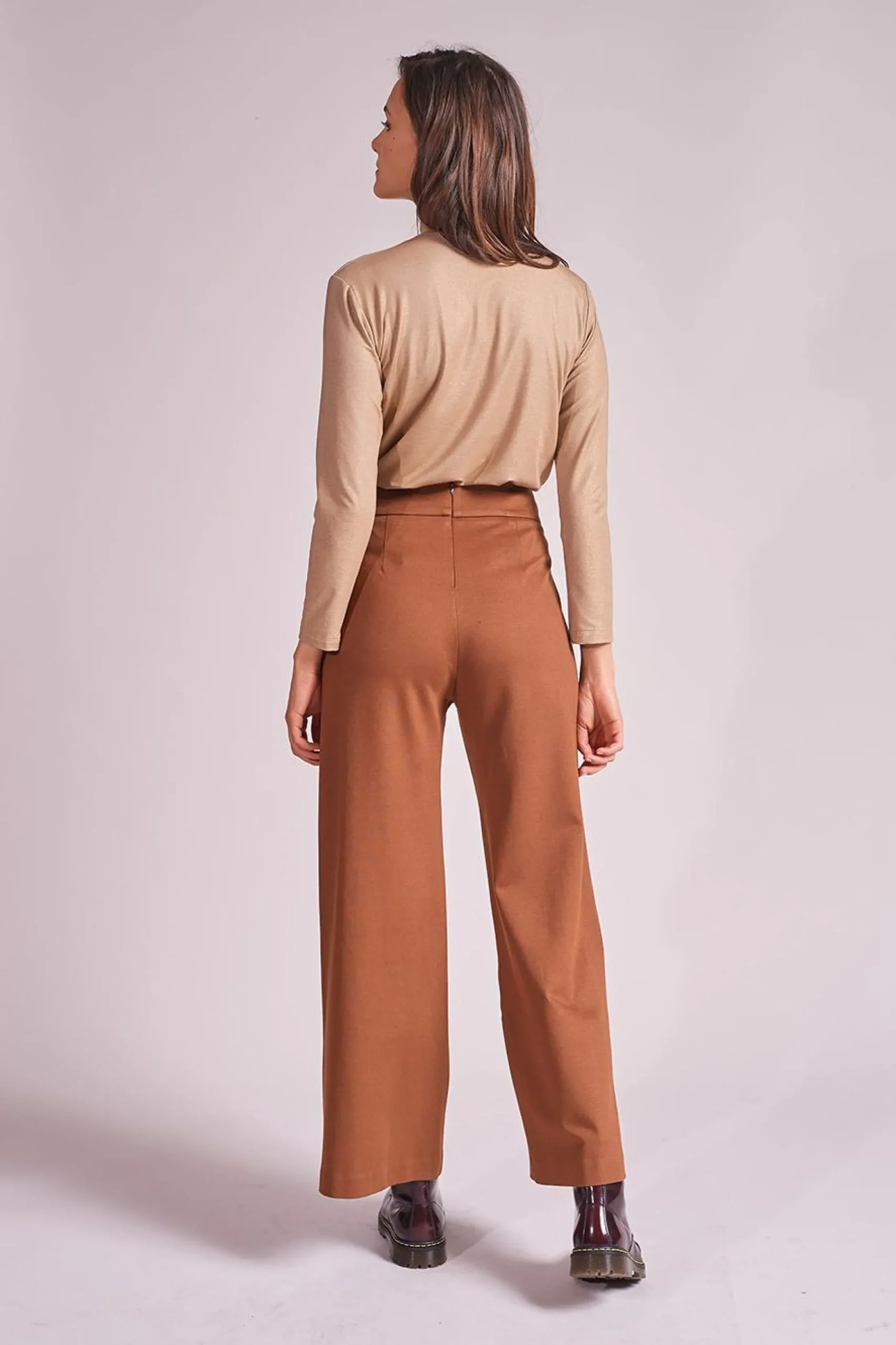 Fashion La Fée Maraboutée Pantalon large en jersey milano - L/40 Marron