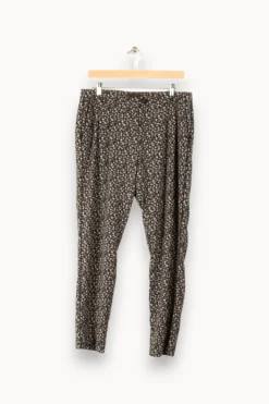 Store IKKS Pantalon noir à motifs de fleurs blanches - XL / 42 Multicolore