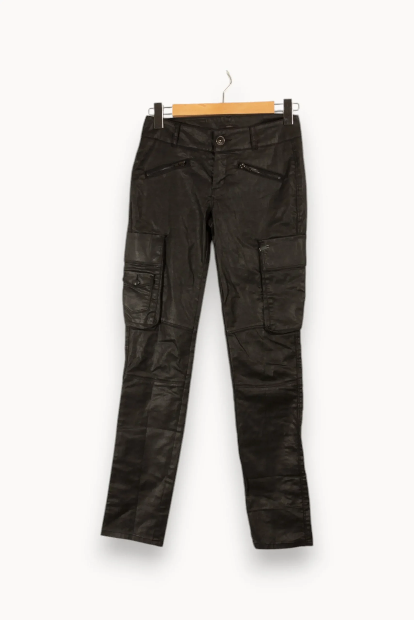 Clearance IKKS Pantalon effet cuir - Taille S/36 Noir