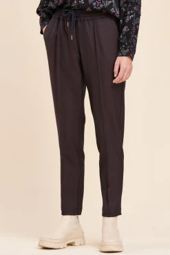 Fashion La Fée Maraboutée Pantalon pied de puce taille élastiquée - 40 Marron