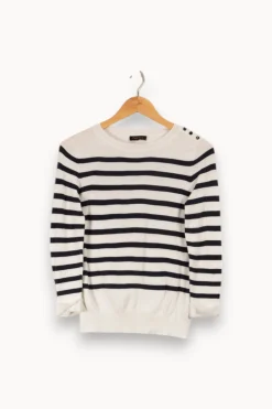 Online Caroll Pull à rayures bleues - Taille XS/34 Blanc