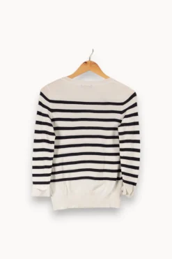 Online Caroll Pull à rayures bleues - Taille XS/34 Blanc