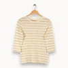 New Caroll Pull à rayures dorées - Taille S/36 Blanc