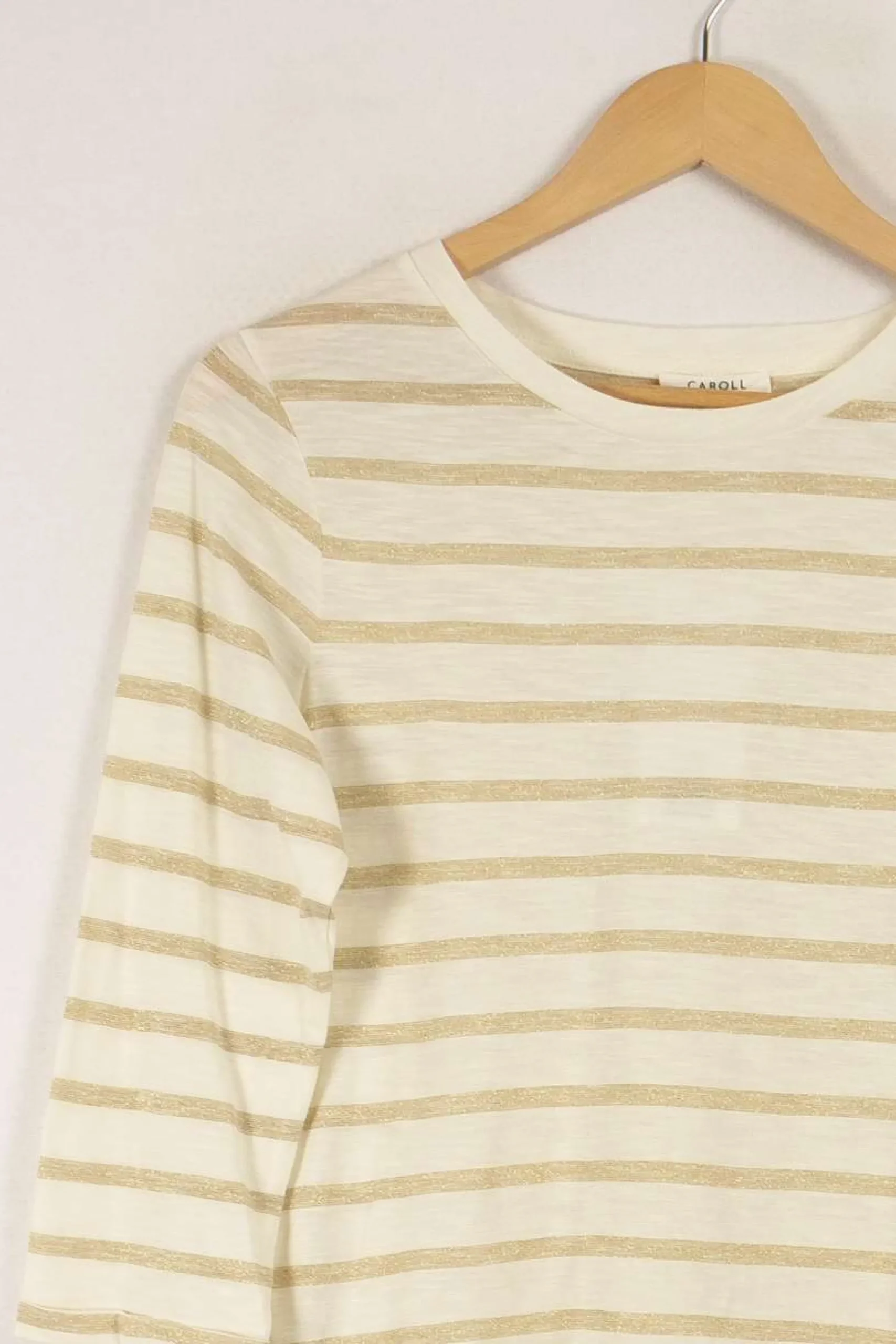 New Caroll Pull à rayures dorées - Taille S/36 Blanc