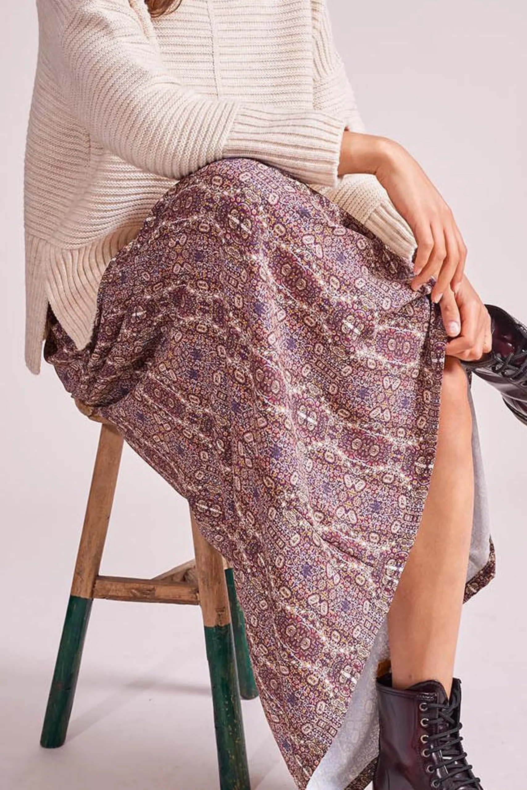 Store La Fée Maraboutée Pull col cheminée en laine mélangée - L/40 Orange