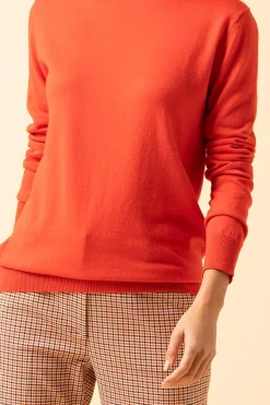 Store La Fée Maraboutée Pull coton biologique encolure fantaise - S/36 Orange