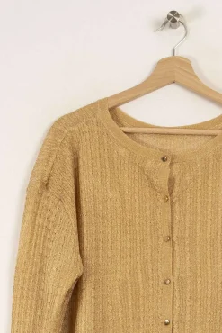 Fashion La Petite Etoile Pull en maille dorée - Taille S/36 Jaune