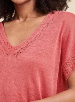 Cheap La Fée Maraboutée Pull fluide en lin à manches longues - XS Rouge