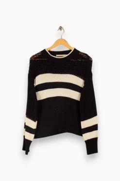 Online La Fée Maraboutée Pull marinière bleu marine manches longues encolure ronde - S/36 Multicolore