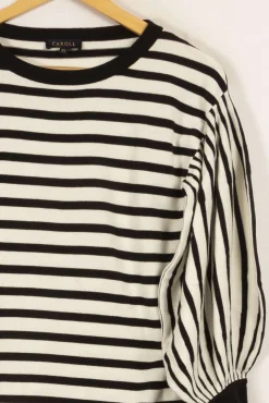 Outlet Caroll Pull rayé et noir - Taille XS/34 Blanc