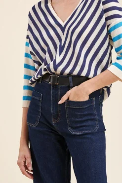 Outlet La Fée Maraboutée Pull rayé coupe ample - S/36 Marron