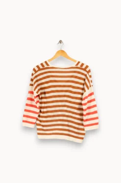 Outlet La Fée Maraboutée Pull rayé coupe ample - S/36 Marron