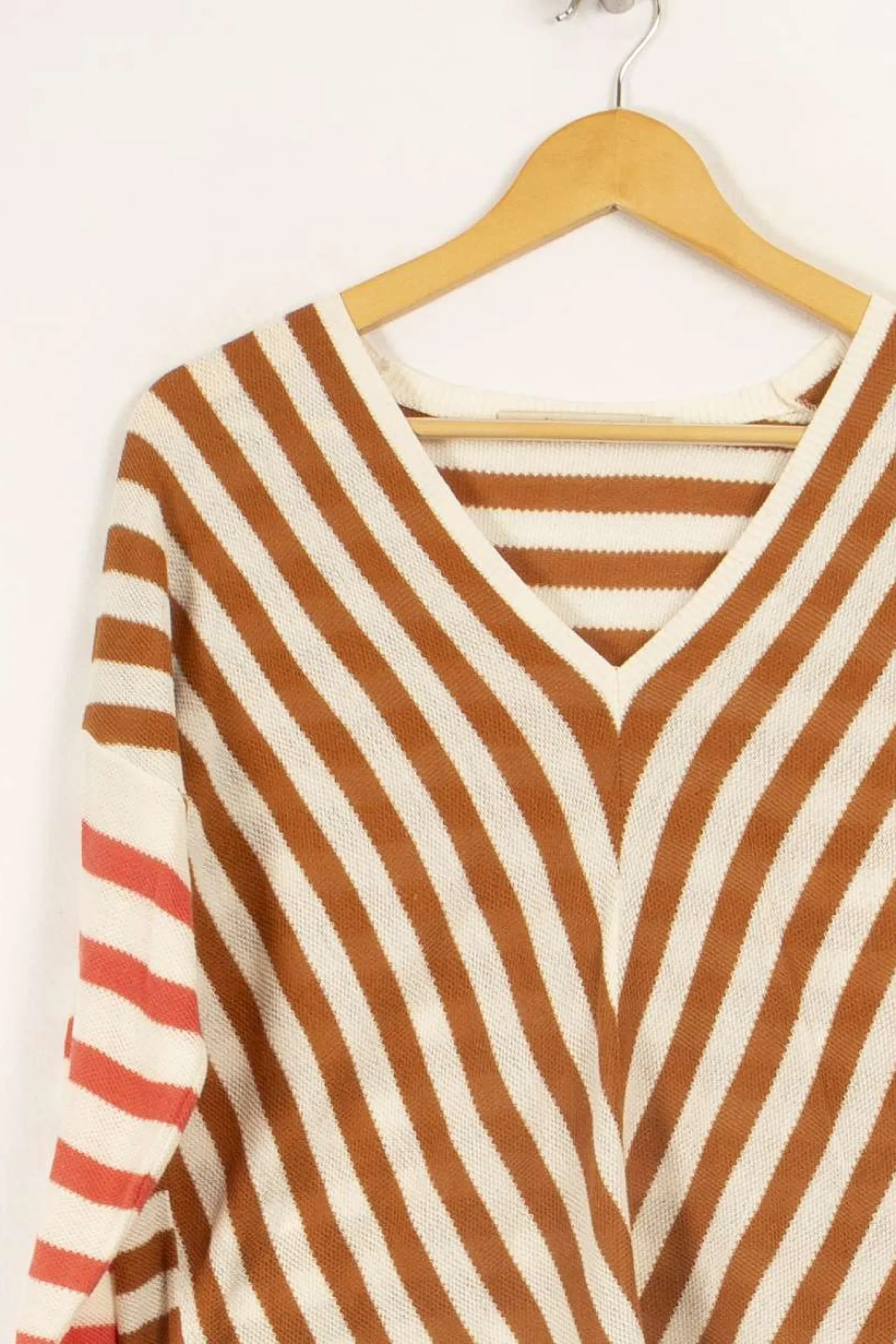 Outlet La Fée Maraboutée Pull rayé coupe ample - S/36 Marron