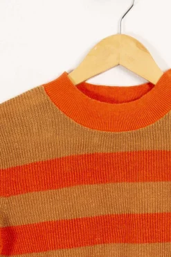 Clearance Comptoir des Cotonniers Pull rayé et marron - Taille L/40 Orange
