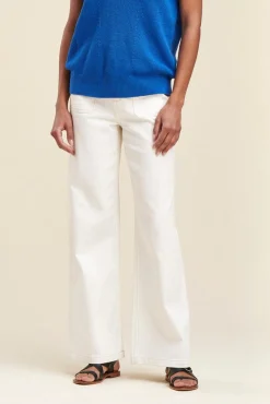 Store La Fée Maraboutée Pull sans manches côtes perlées - L/40 Bleu