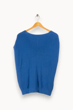 Store La Fée Maraboutée Pull sans manches côtes perlées - L/40 Bleu