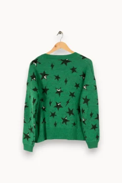 New IKKS Pull à motif étoile - Taille S/36 Vert