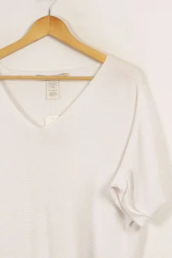 Store La Fée Maraboutée Pull vert manches courtes oversize en maille irisée - S/36 Blanc