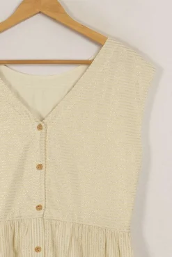 Outlet Des petits hauts Robe rayée brillante - Taille M/38 Beige