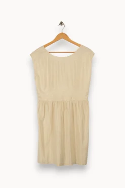 Outlet Des petits hauts Robe rayée brillante - Taille M/38 Beige