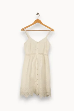 Cheap IKKS Robe he avec broderies et dentelle - Taille XS/34 Blanc