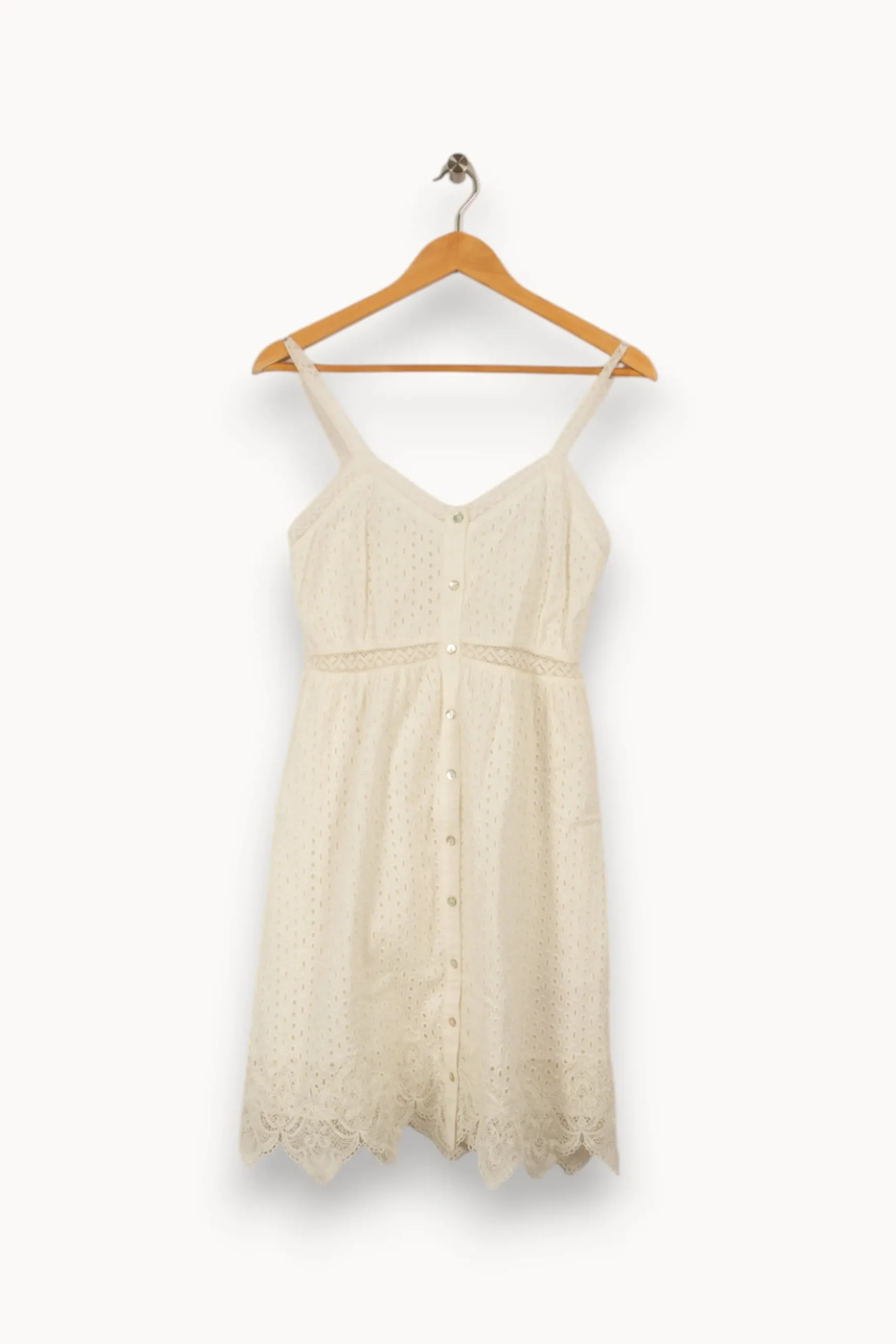 Cheap IKKS Robe he avec broderies et dentelle - Taille XS/34 Blanc