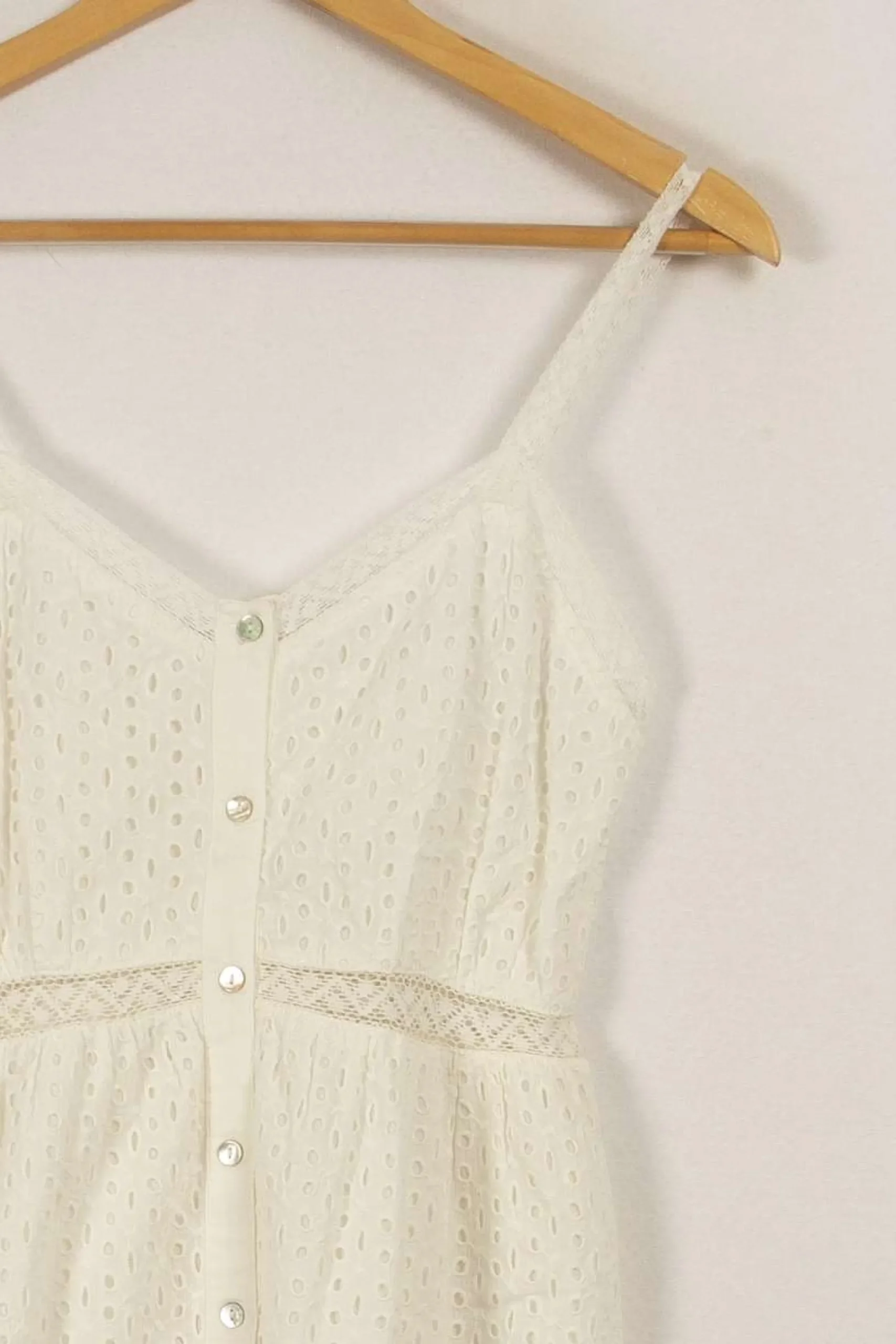 Cheap IKKS Robe he avec broderies et dentelle - Taille XS/34 Blanc